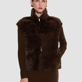 Brown Nico Reversible Textured Shearling Gilet - Joseph