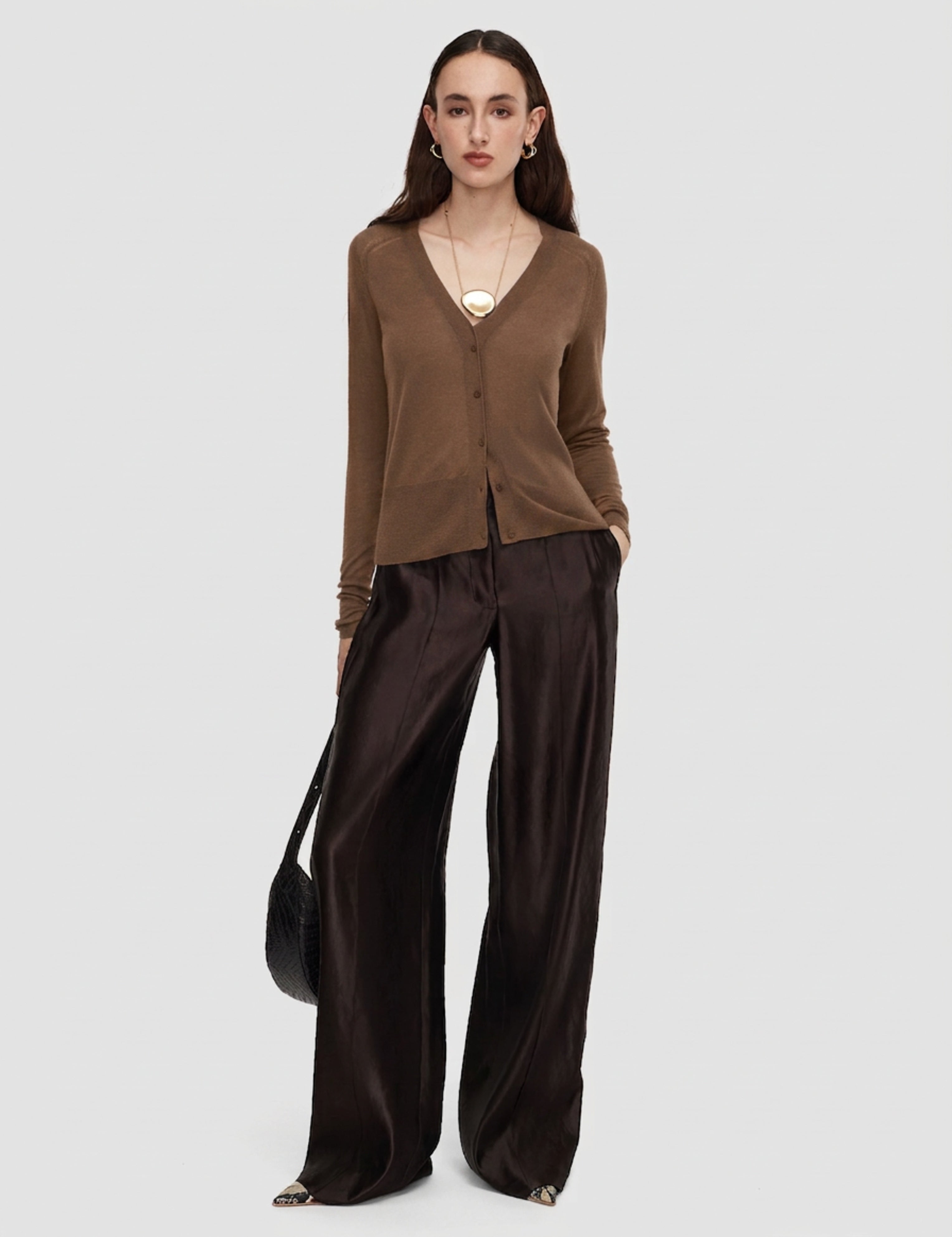 Brown Nisus Cashair Cardigan - Joseph
