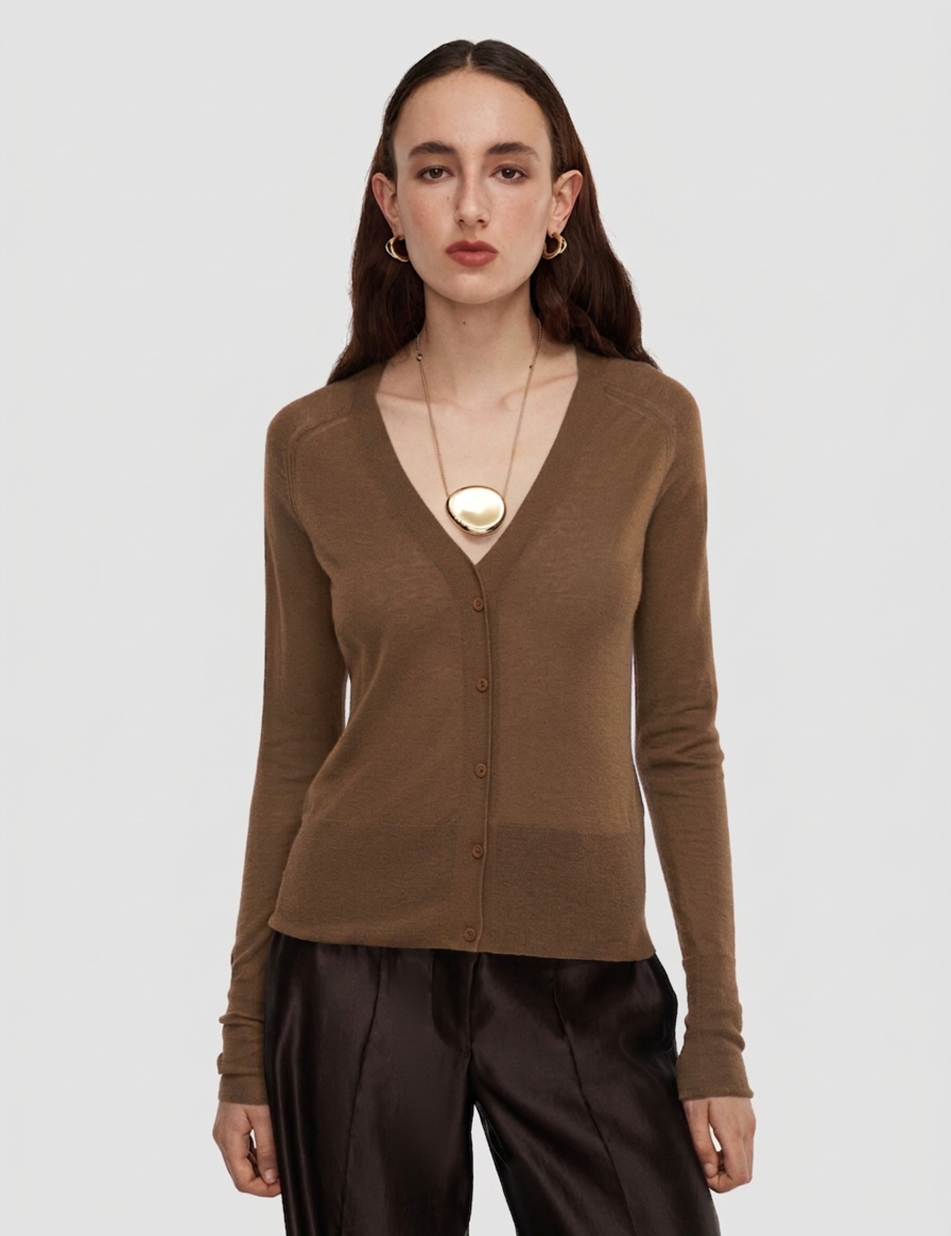 Brown Nisus Cashair Cardigan - Joseph