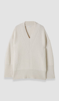 White Noel Fisherman Rib Cashmere Jumper - Joseph