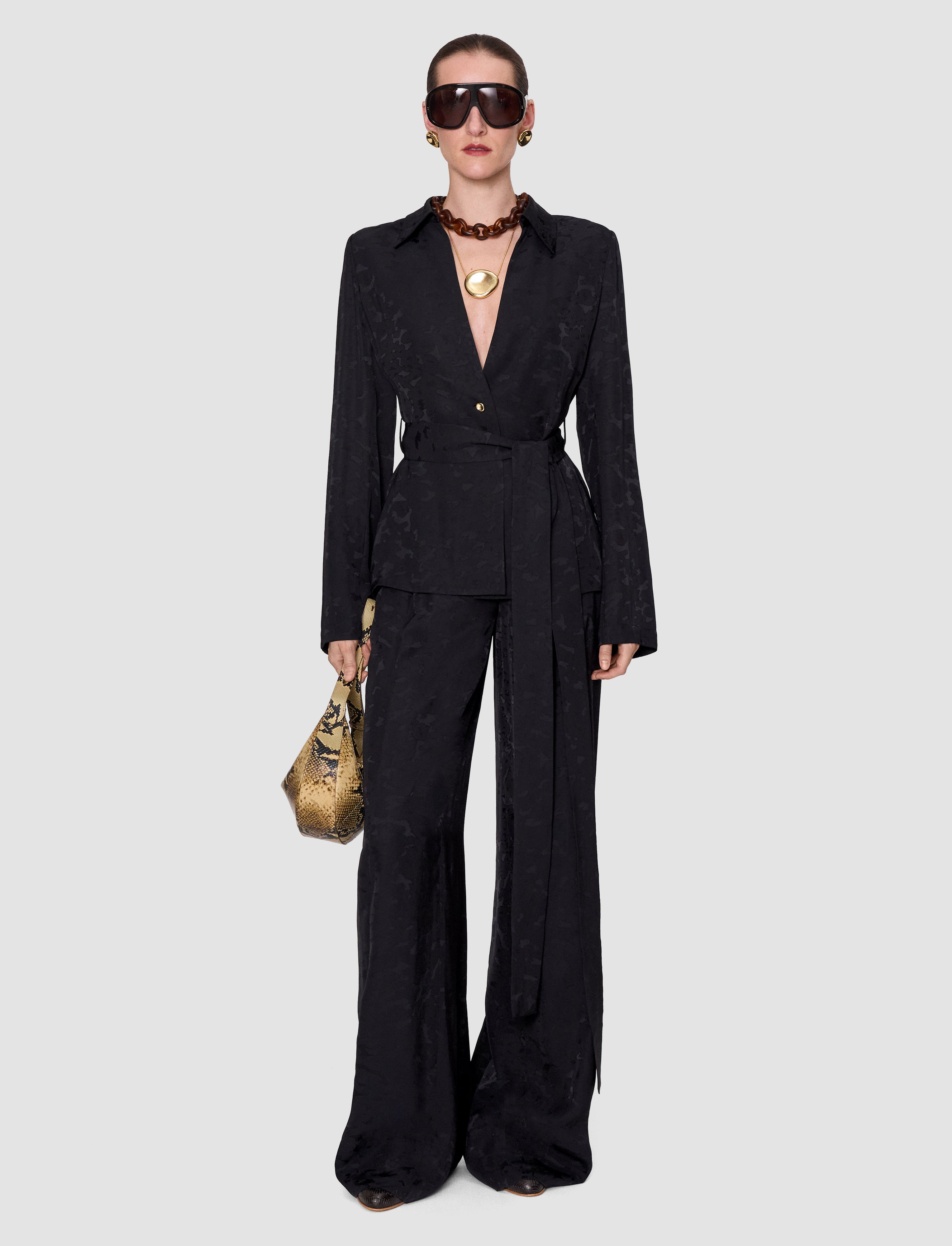 Noemi Leopard Jacquard Jacket in Black | JOSEPH US