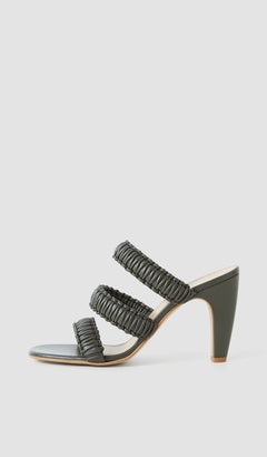 Green Noor Braided Leather High Heel Sandals - Joseph