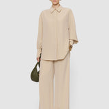 Beige Nour Satin Twill Trousers - Joseph