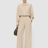 Beige Nour Satin Twill Trousers - Joseph
