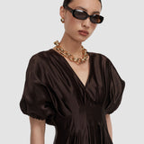 Brown Nova Silk Linen Blend Dress - Joseph