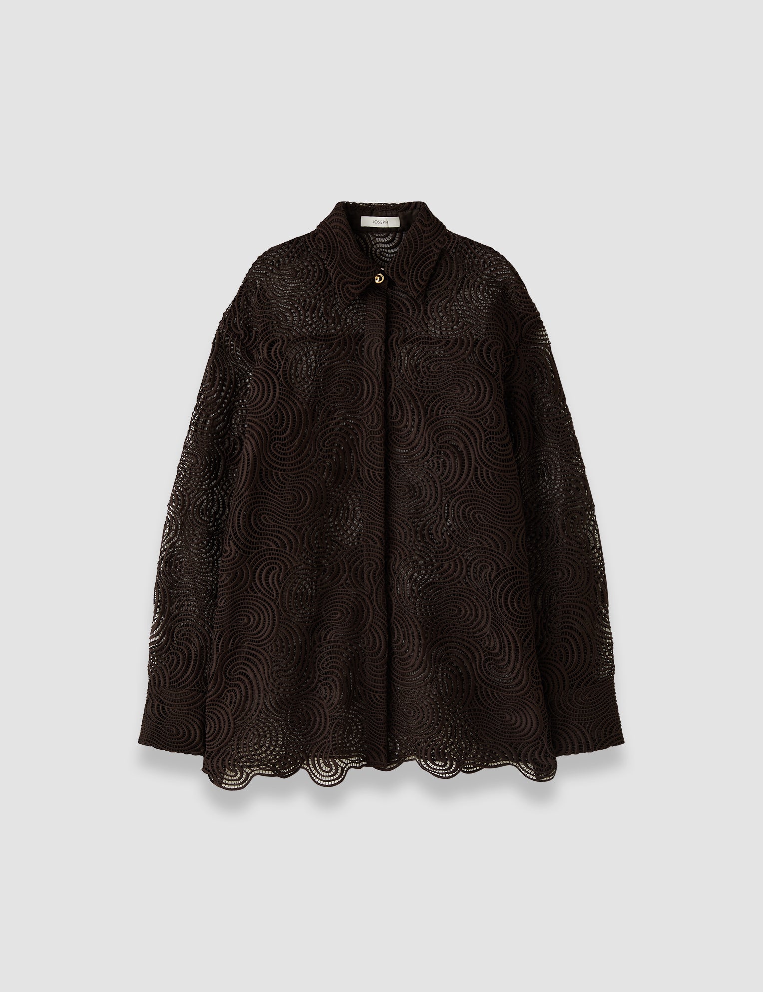 Brown Nyla Corded Lace Crochet Blouse - Joseph