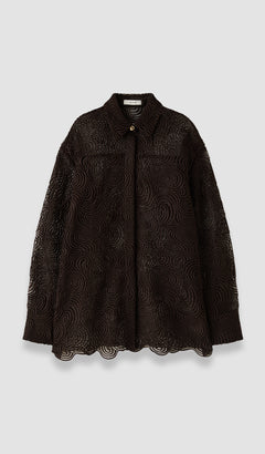 Brown Nyla Corded Lace Crochet Blouse - Joseph