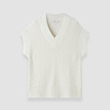 White Nylas Cotton Terry Knit Top - Joseph