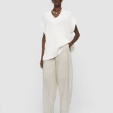 White Nylas Cotton Terry Knit Top - Joseph