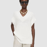 White Nylas Cotton Terry Knit Top - Joseph