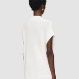 White Nylas Cotton Terry Knit Top - Joseph