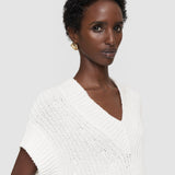 White Nylas Cotton Terry Knit Top - Joseph