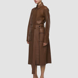 Manteau Okabe en cuir nappa souple 