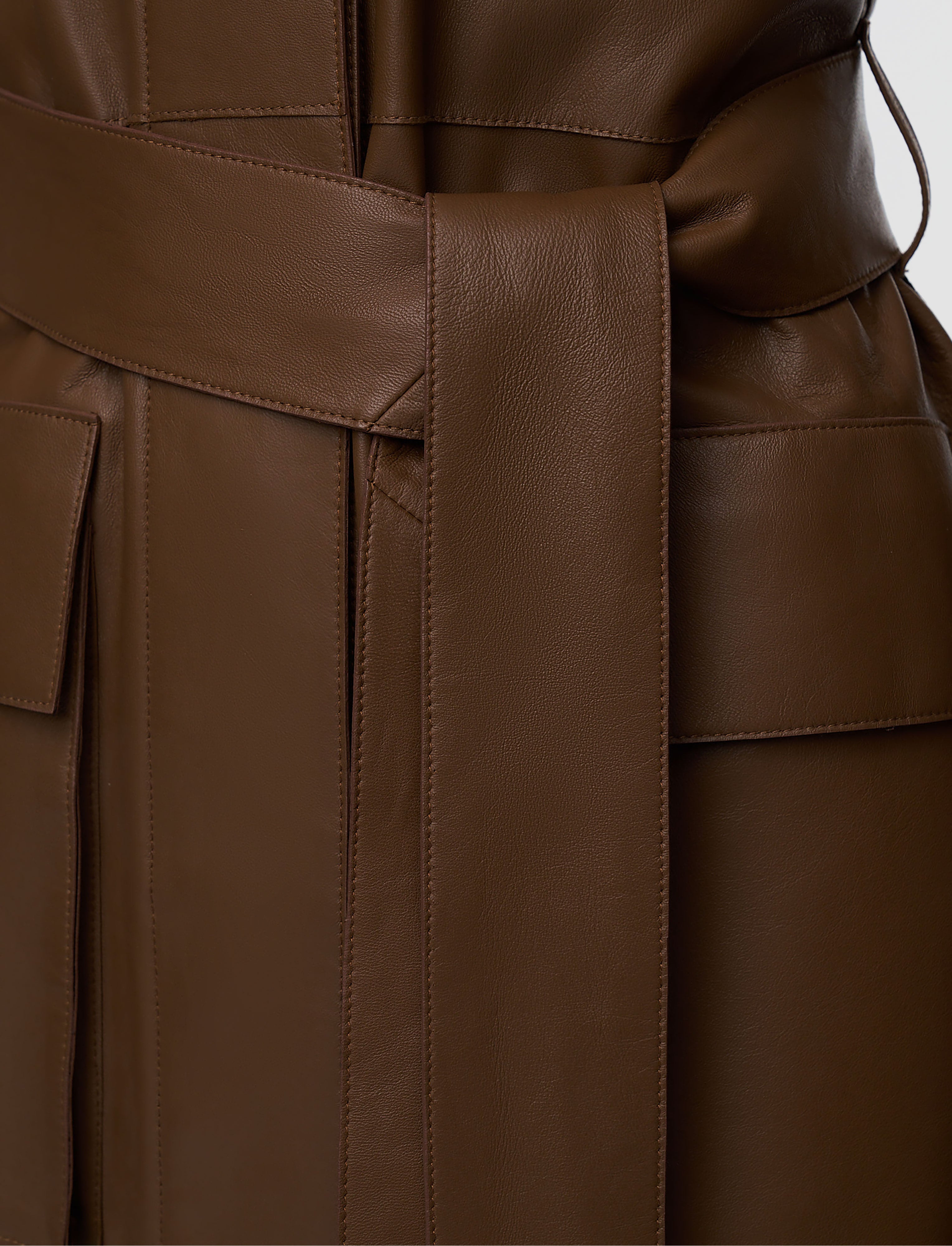 Okabe Soft Nappa Leather コート - ブラウン | JOSEPH JP