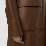 Manteau Okabe en cuir nappa souple 