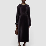 Brown Ortiz Pleated Woven Dress - Joseph