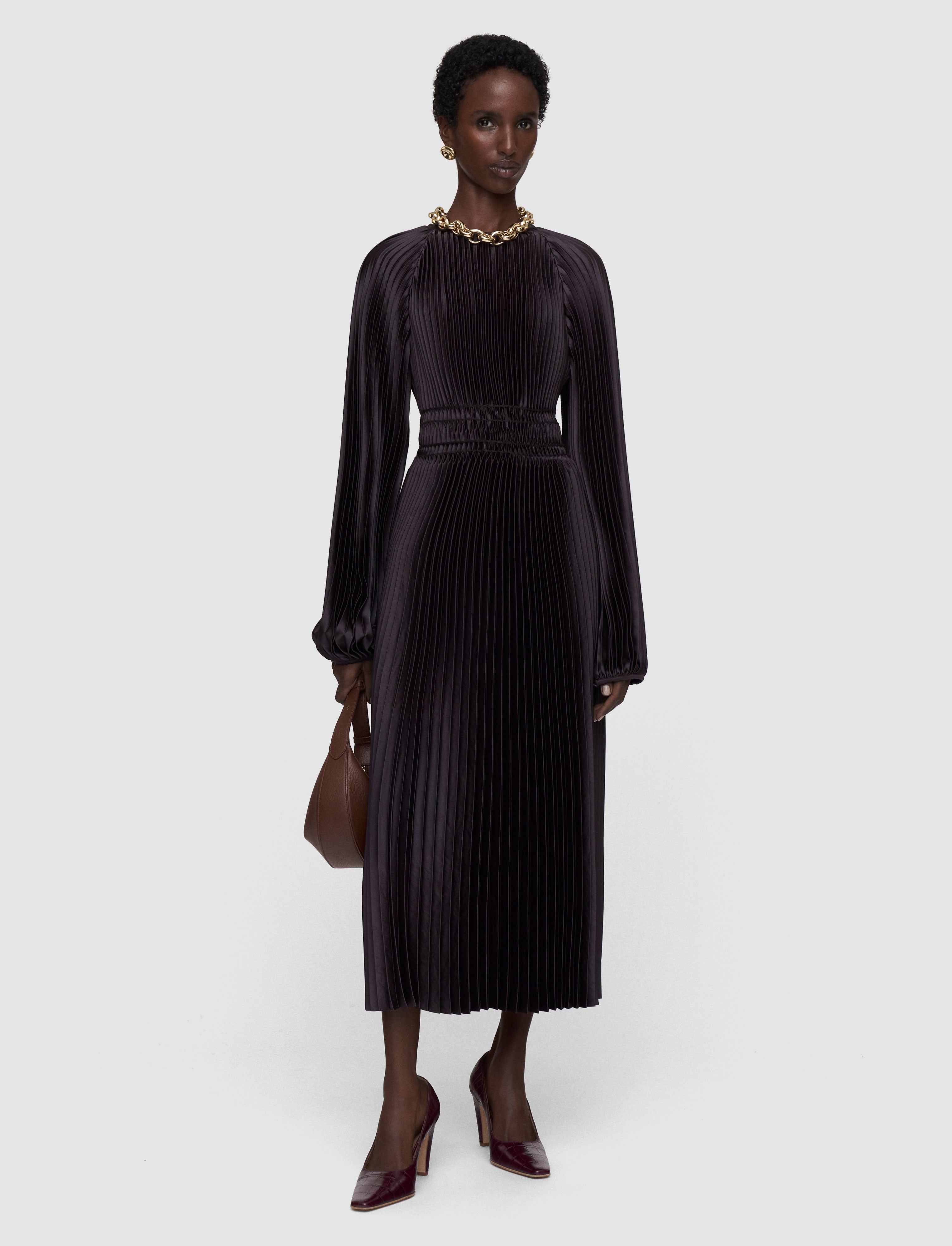 brown-ortiz-pleated-woven-dress-JOSEPH