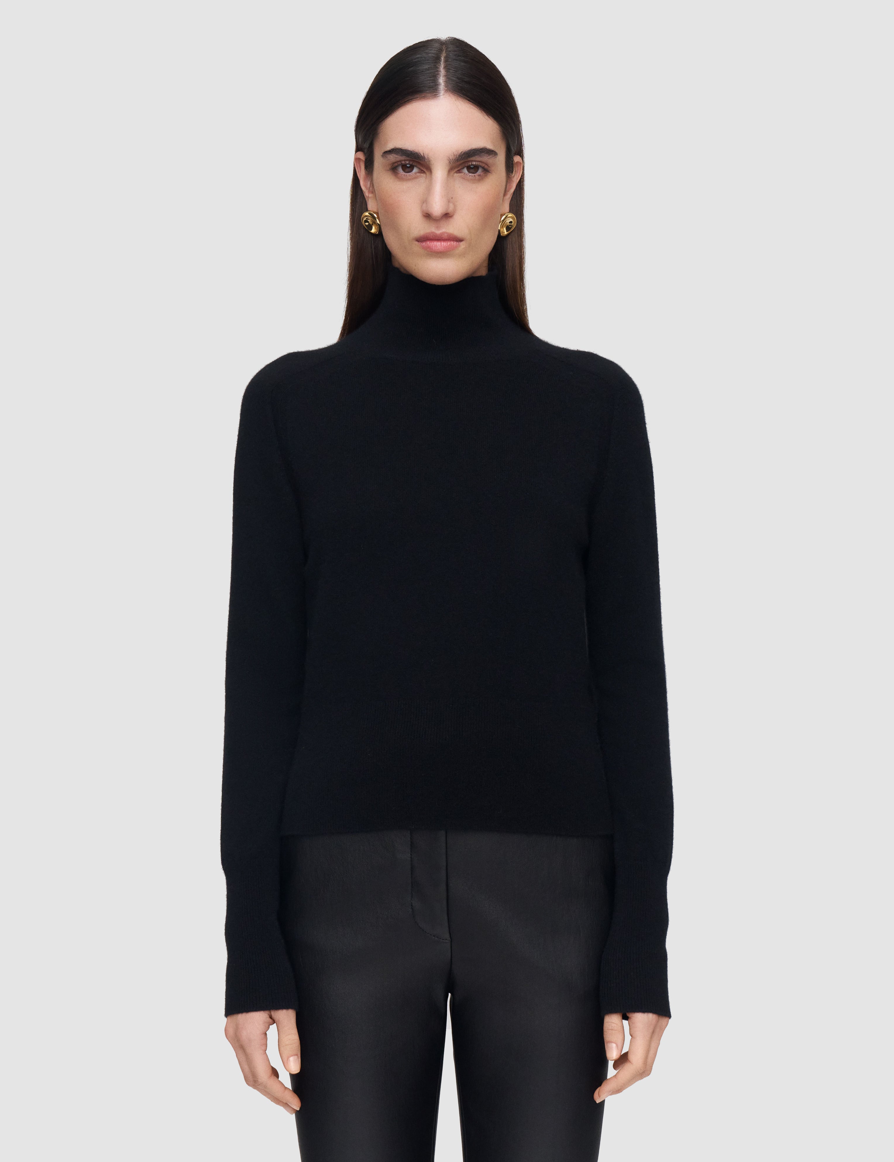 Black Oxna Light Pure Cashmere High Neck Jumper - Joseph