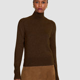 Brown Oxna Light Pure Cashmere High Neck Jumper - Joseph