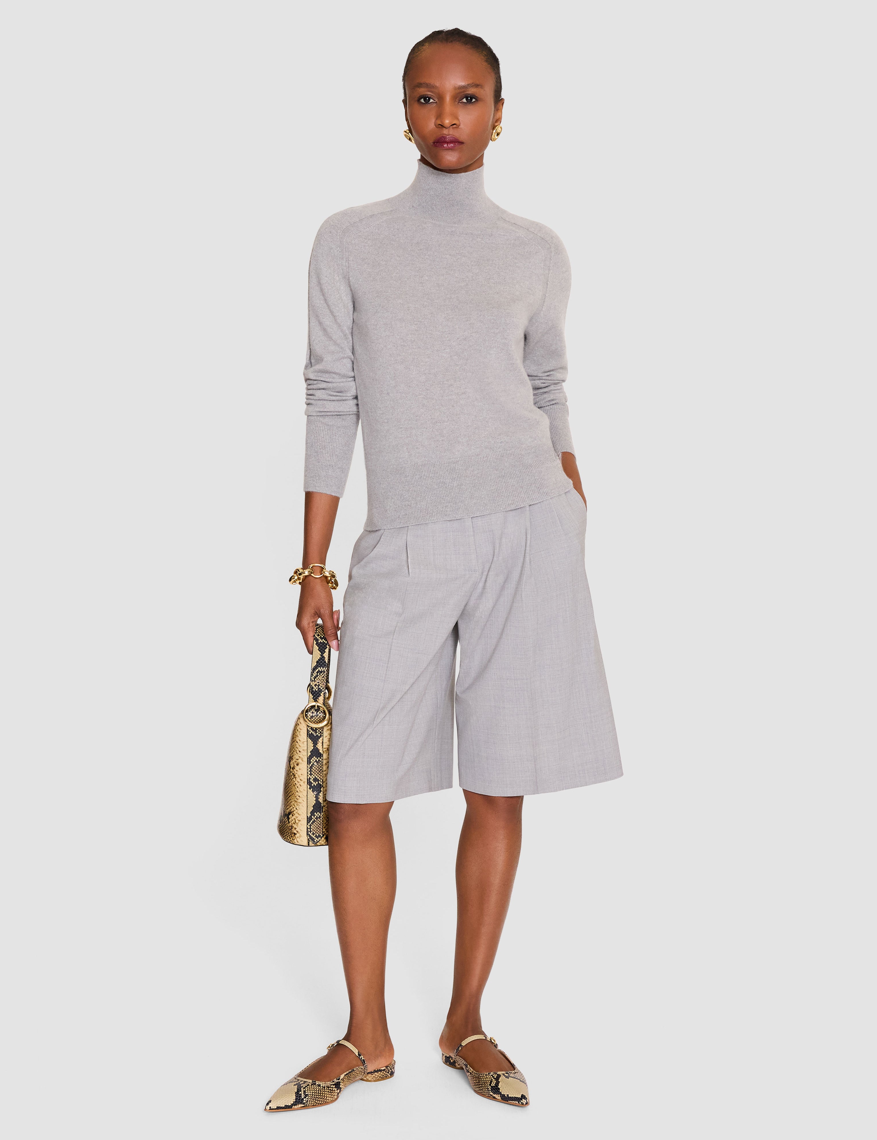 Grey Oxna Light Pure Cashmere High Neck Jumper - Joseph