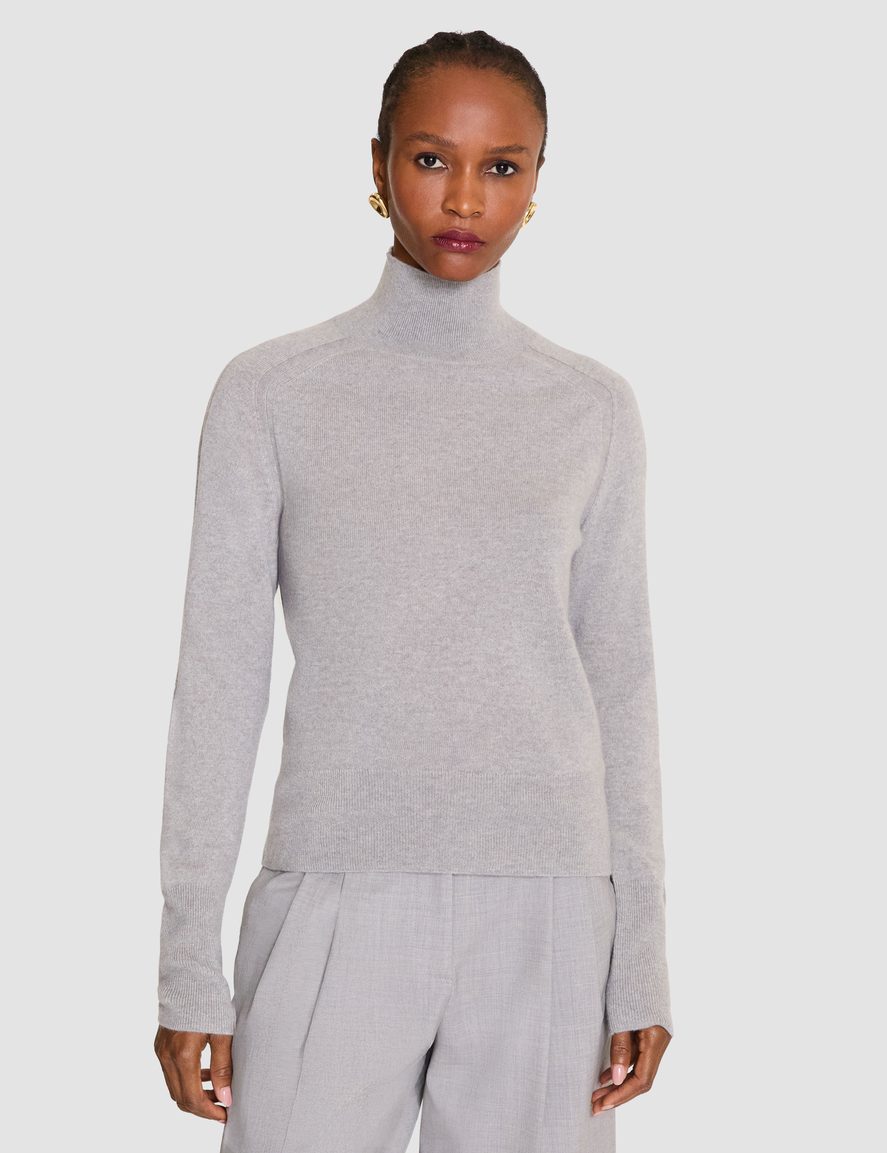 Grey Oxna Light Pure Cashmere High Neck Jumper - Joseph