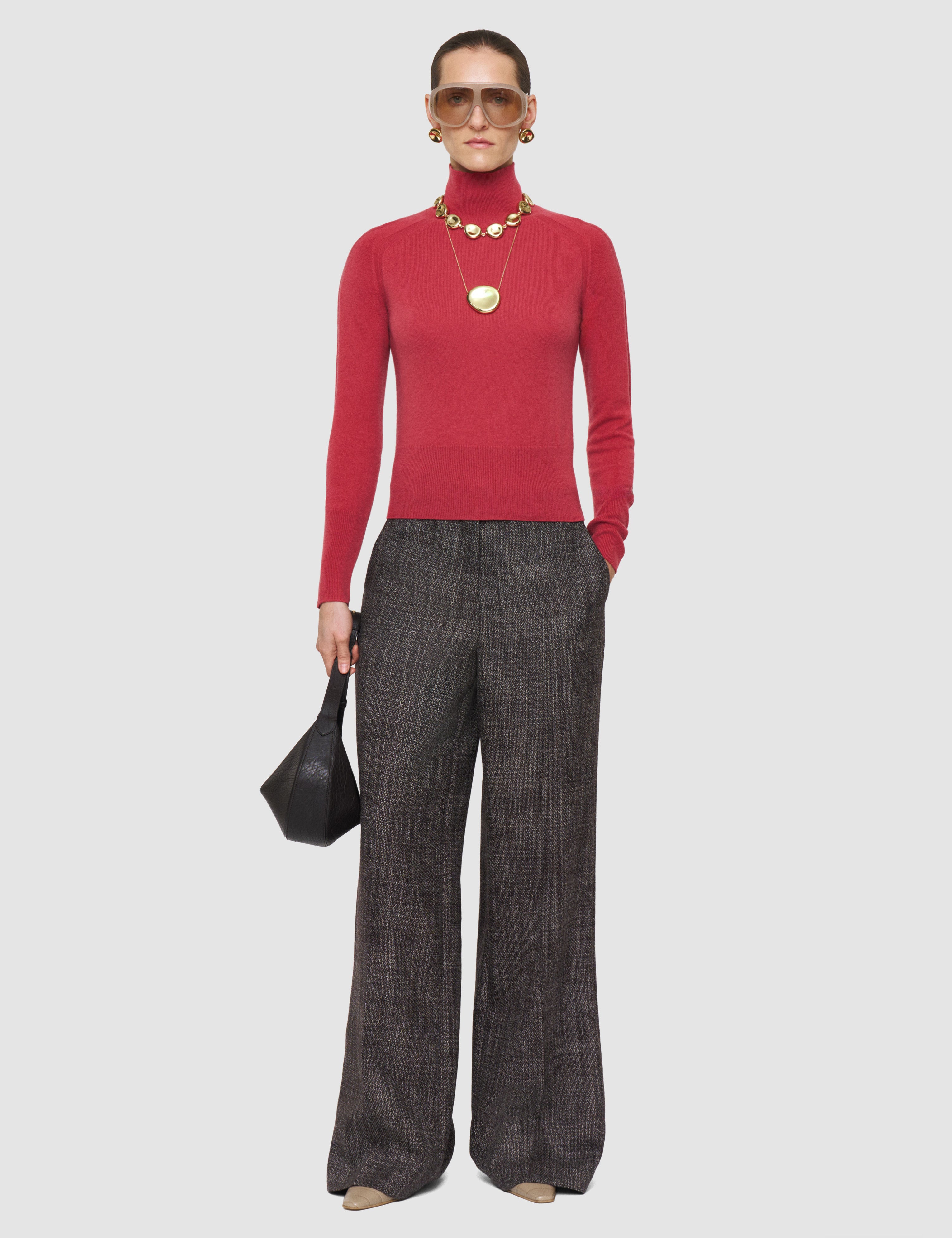 Pink Oxna Light Pure Cashmere High Neck Jumper - Joseph