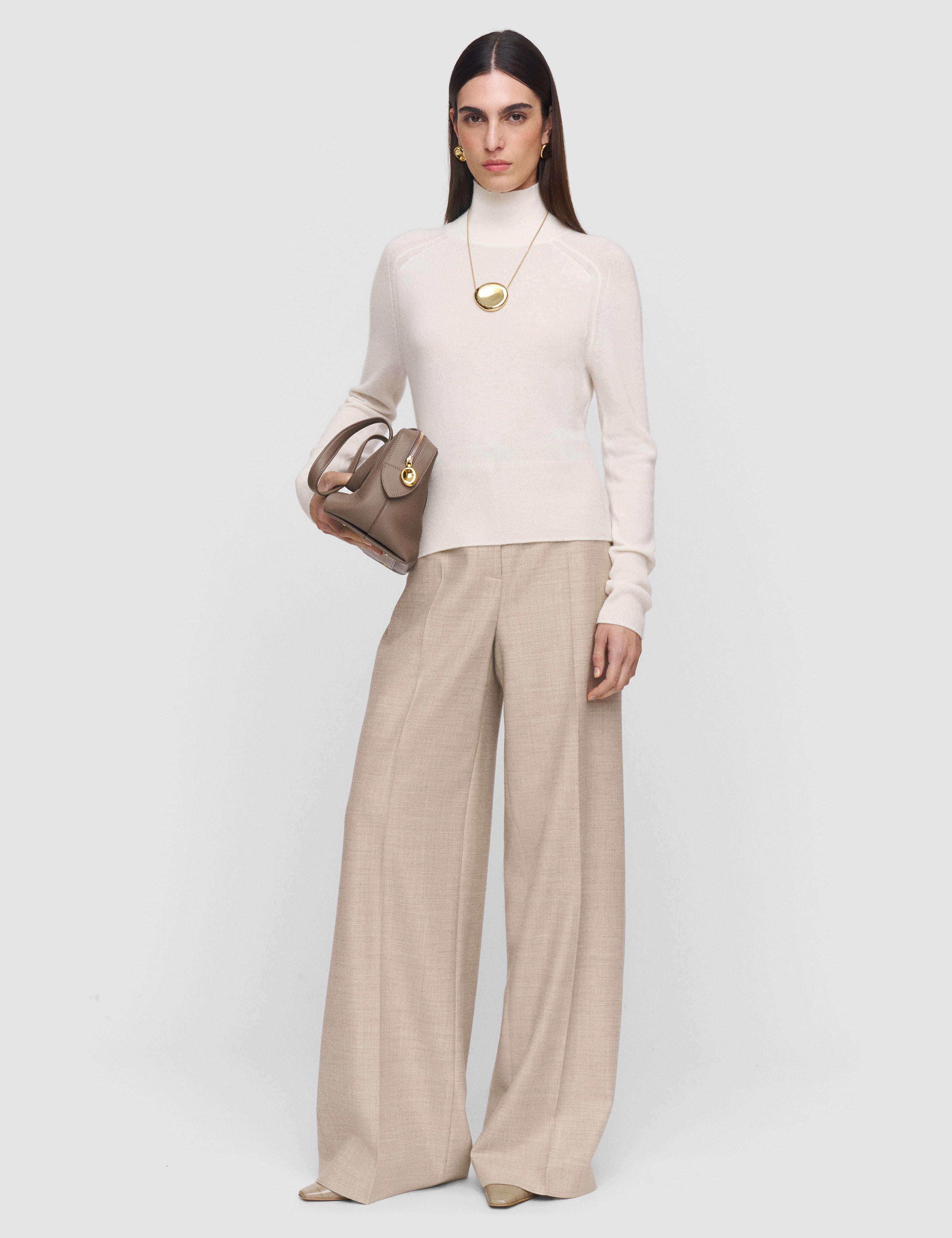 White Oxna Light Pure Cashmere High Neck Jumper - Joseph