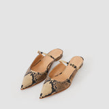 Brown Parisa Snake Print Leather Ballerinas - Joseph