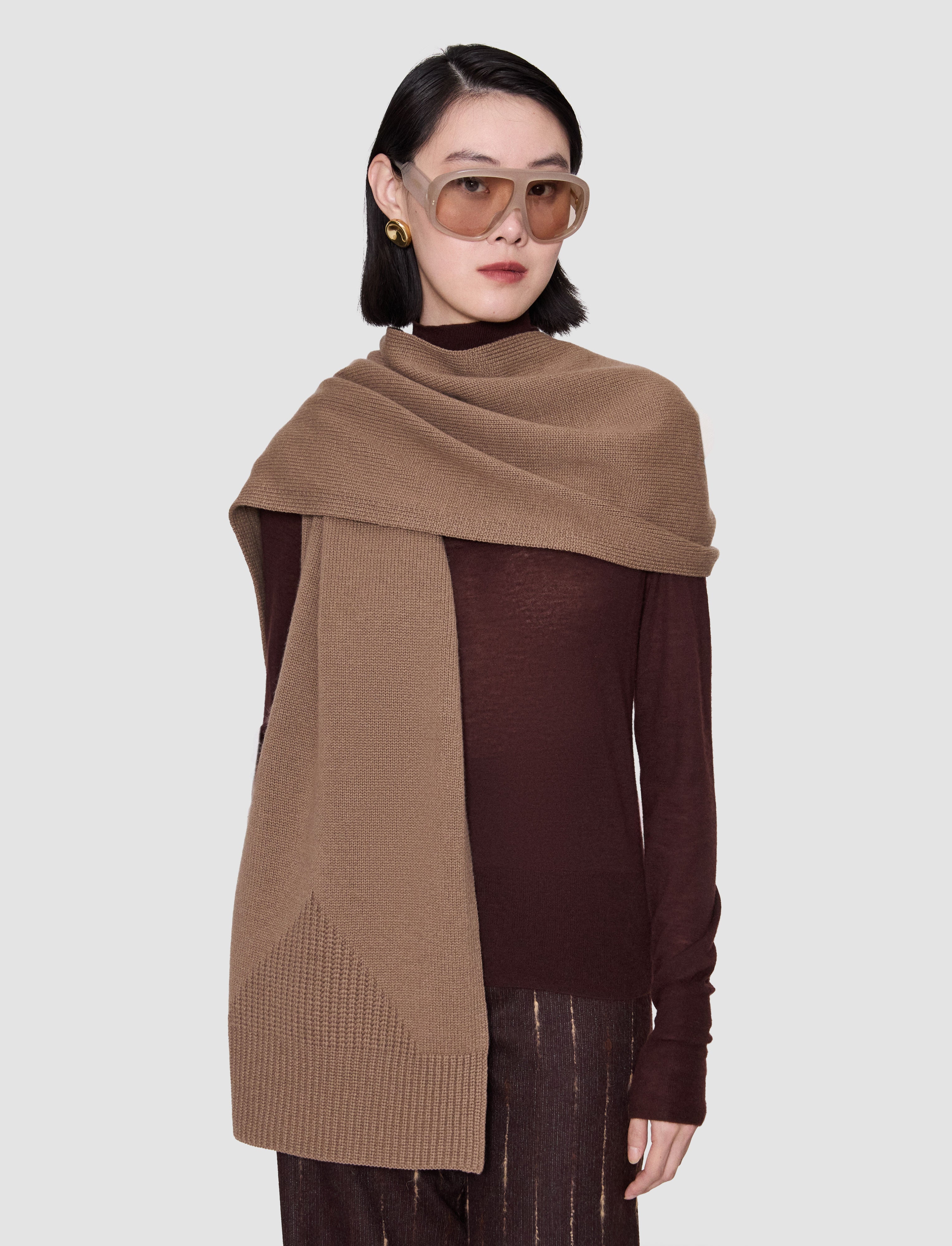 Pasilla Pure Cashmere Scarf in Brown | JOSEPH US
