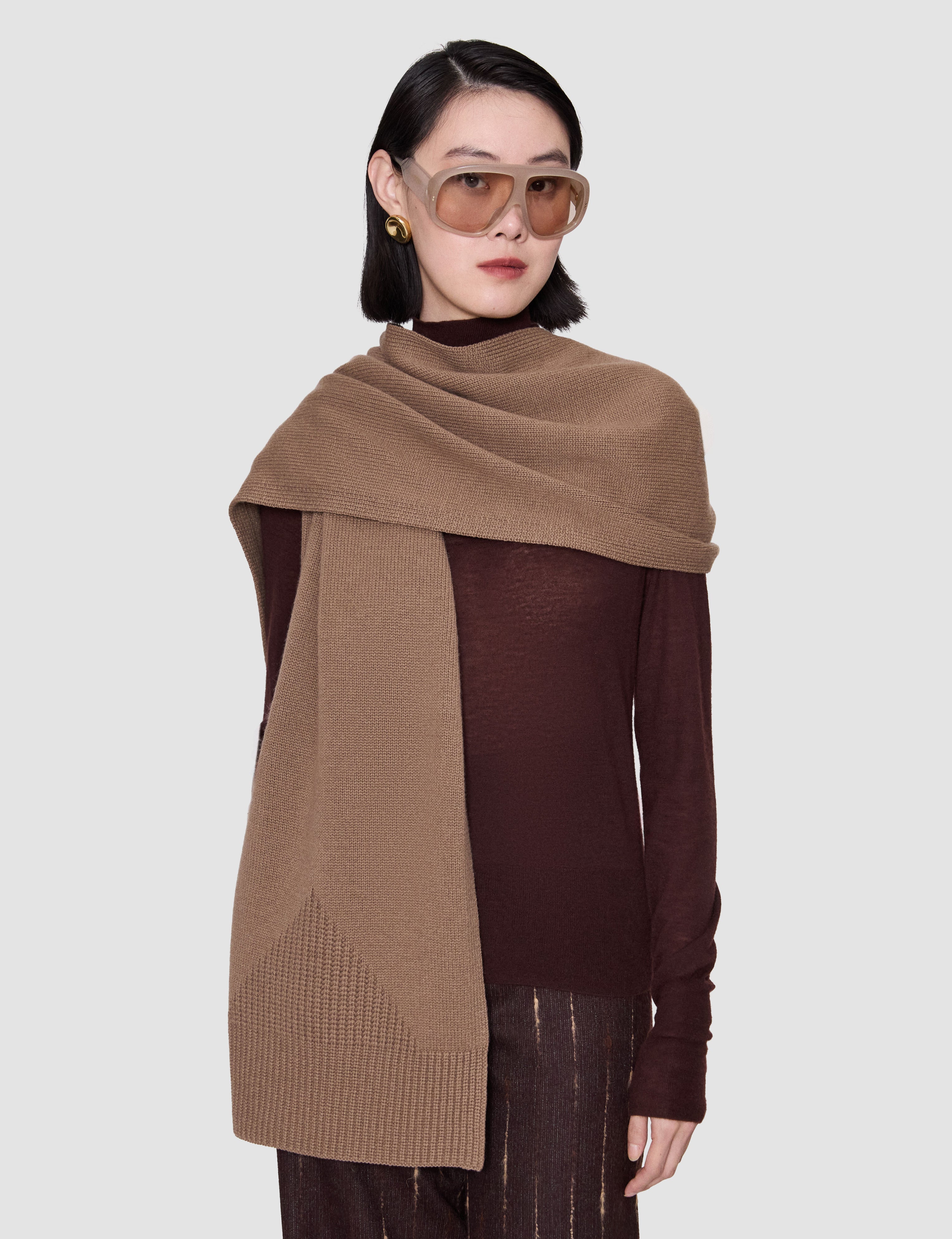 Brown Pasilla Pure Cashmere Scarf - Joseph