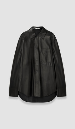 Black Penna Soft Nappa Leather Overshirt - Joseph