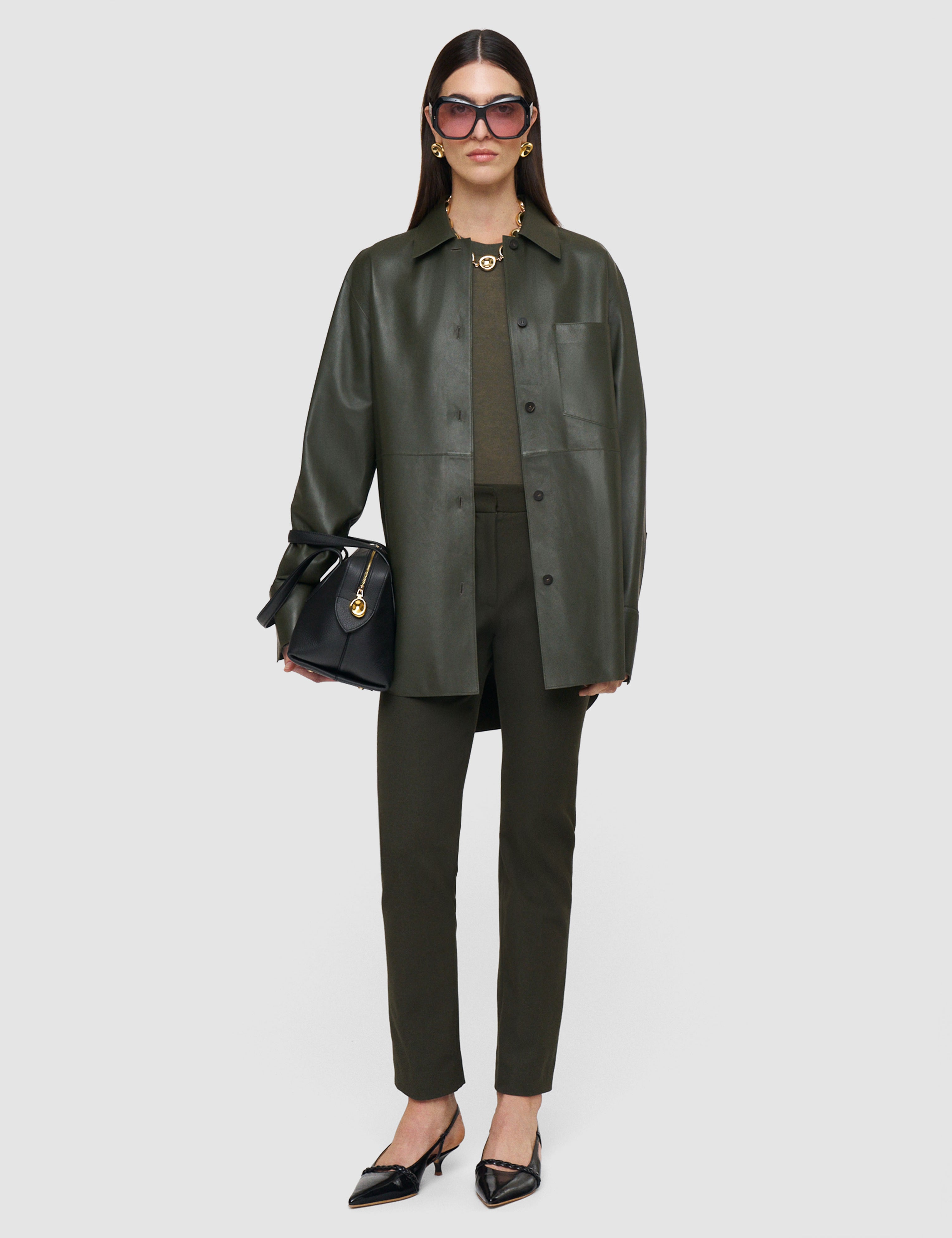 Green Penna Soft Nappa Leather Overshirt - Joseph