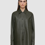 Green Penna Soft Nappa Leather Overshirt - Joseph