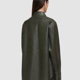 Green Penna Soft Nappa Leather Overshirt - Joseph