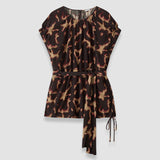 Brown Phoebe Tortoiseshell Crepe Blouse - Joseph