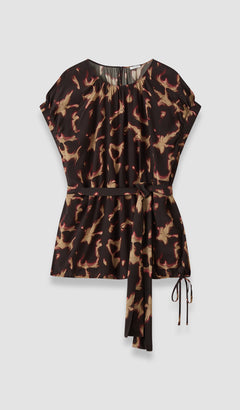 Brown Phoebe Tortoiseshell Crepe Blouse - Joseph