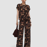 Brown Phoebe Tortoiseshell Crepe Blouse - Joseph