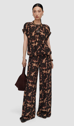 Brown Phoebe Tortoiseshell Crepe Blouse - Joseph