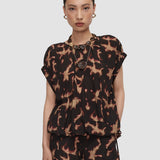 Brown Phoebe Tortoiseshell Crepe Blouse - Joseph