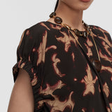 Brown Phoebe Tortoiseshell Crepe Blouse - Joseph