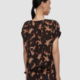 Brown Phoebe Tortoiseshell Crepe Blouse - Joseph