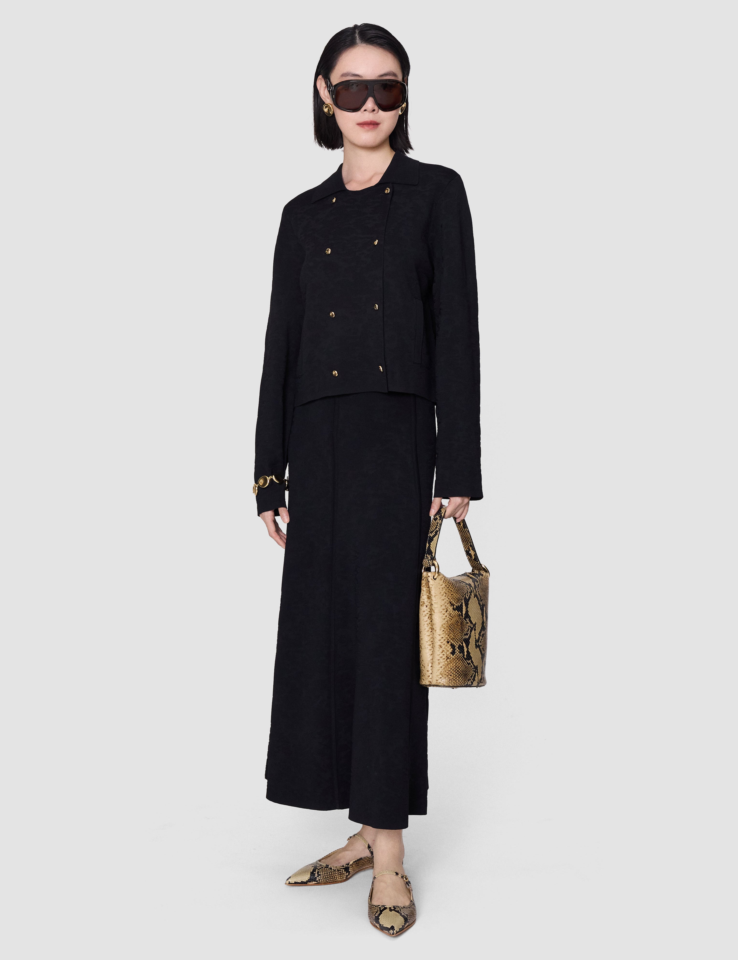Black Pilar Leropard Jacquard Milano Jacket - Joseph