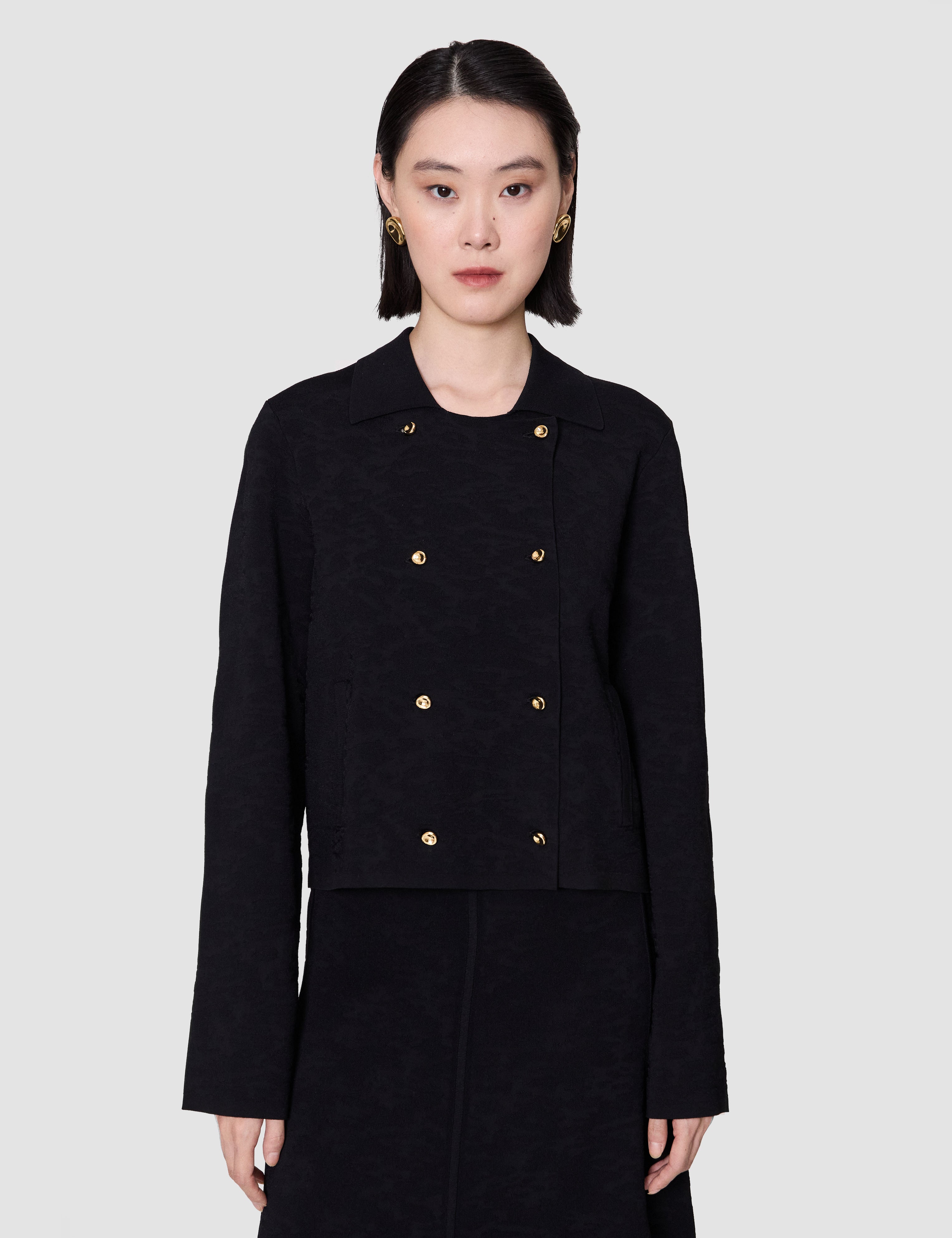 Black Pilar Leropard Jacquard Milano Jacket - Joseph