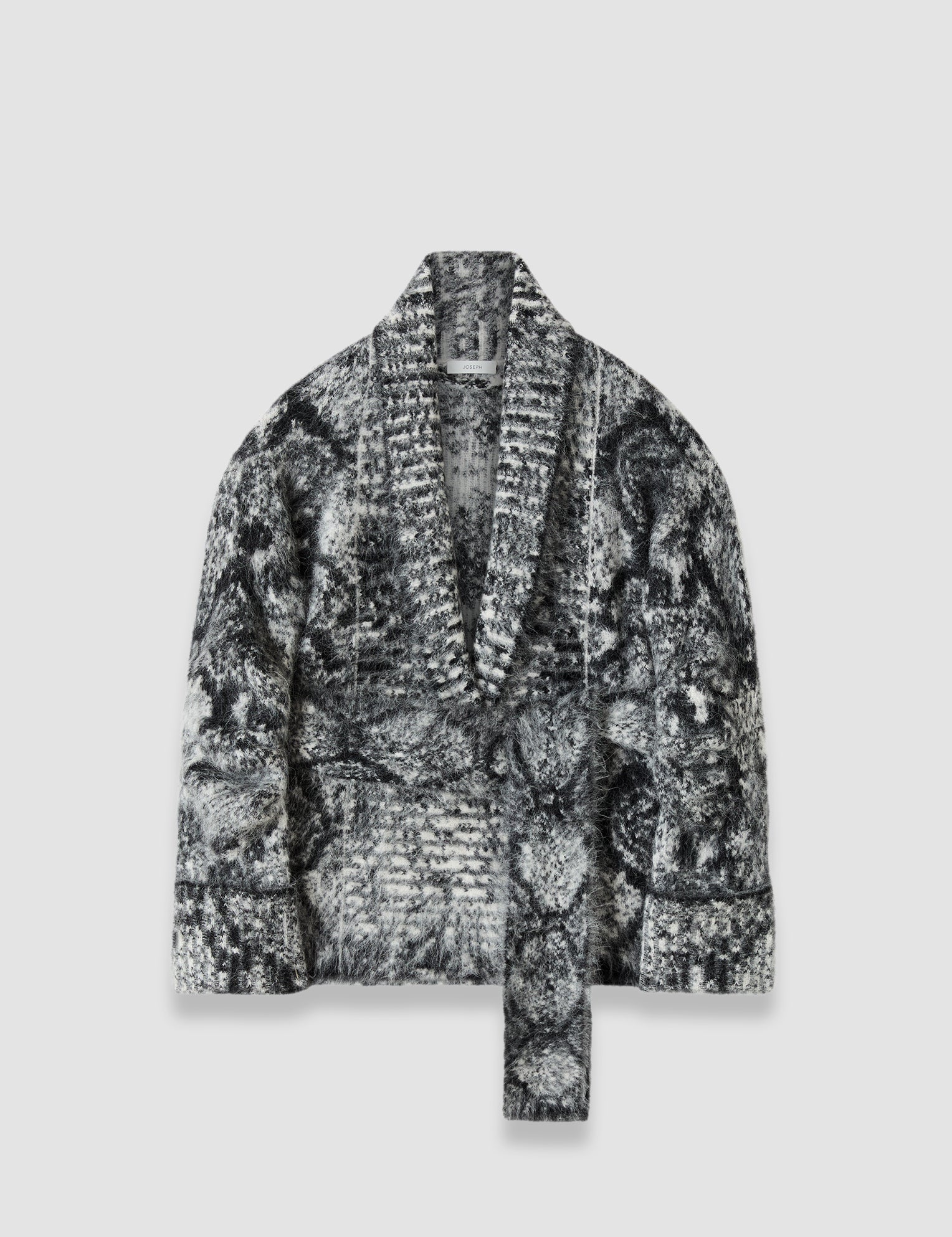 Black Pilsley Fluffy Alpaca Snake Cardigan - Joseph