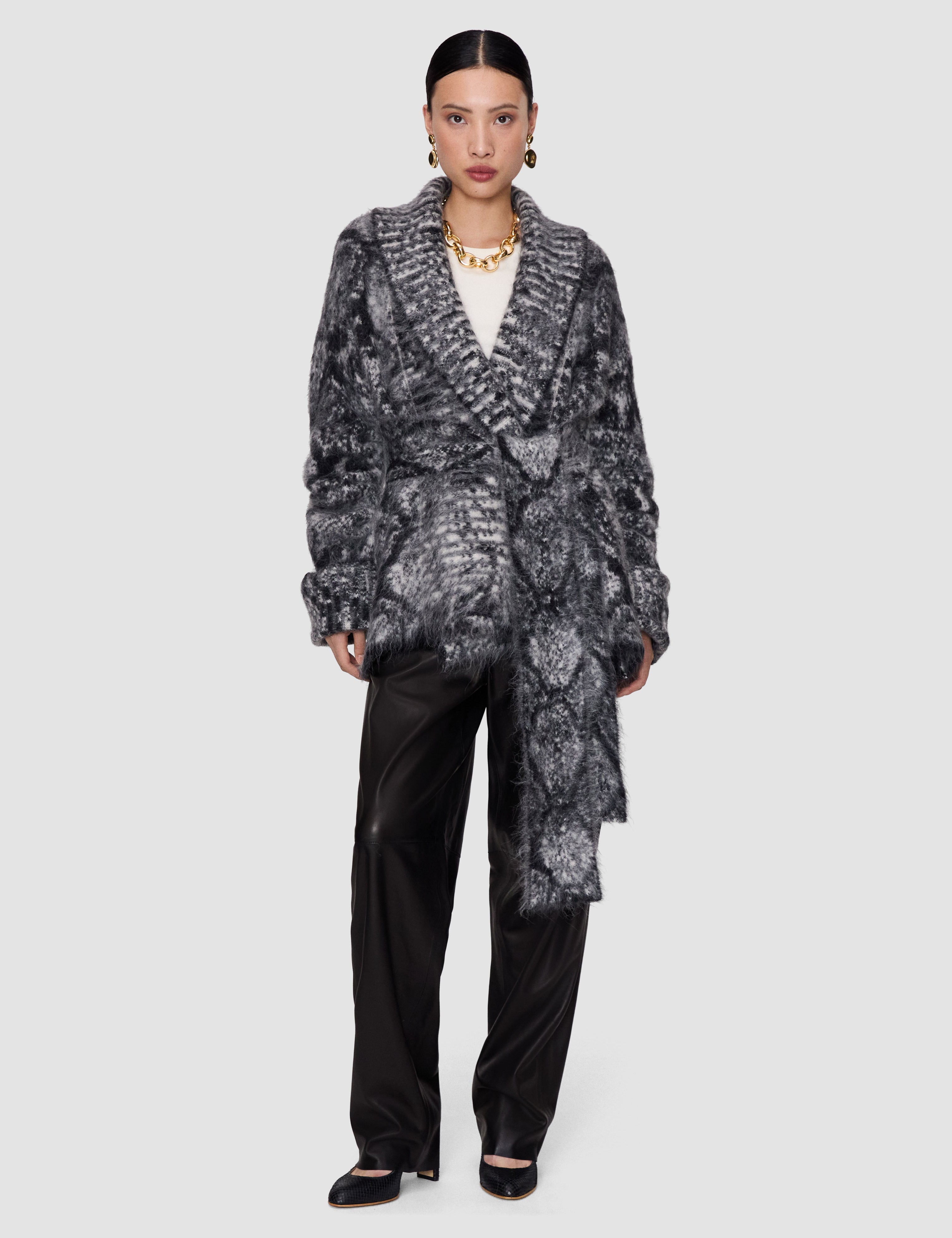 Black Pilsley Fluffy Alpaca Snake Cardigan - Joseph