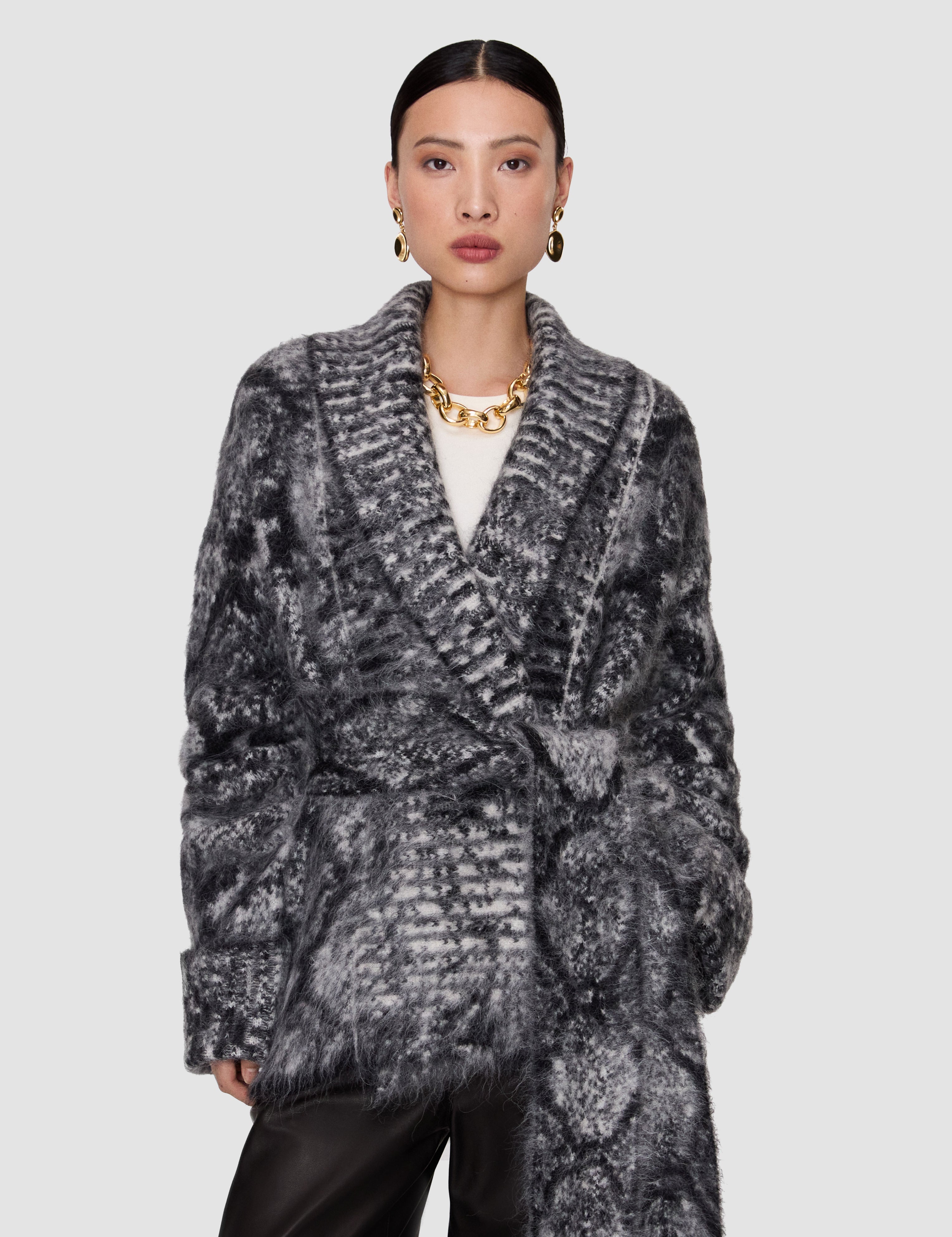 Black Pilsley Fluffy Alpaca Snake Cardigan - Joseph