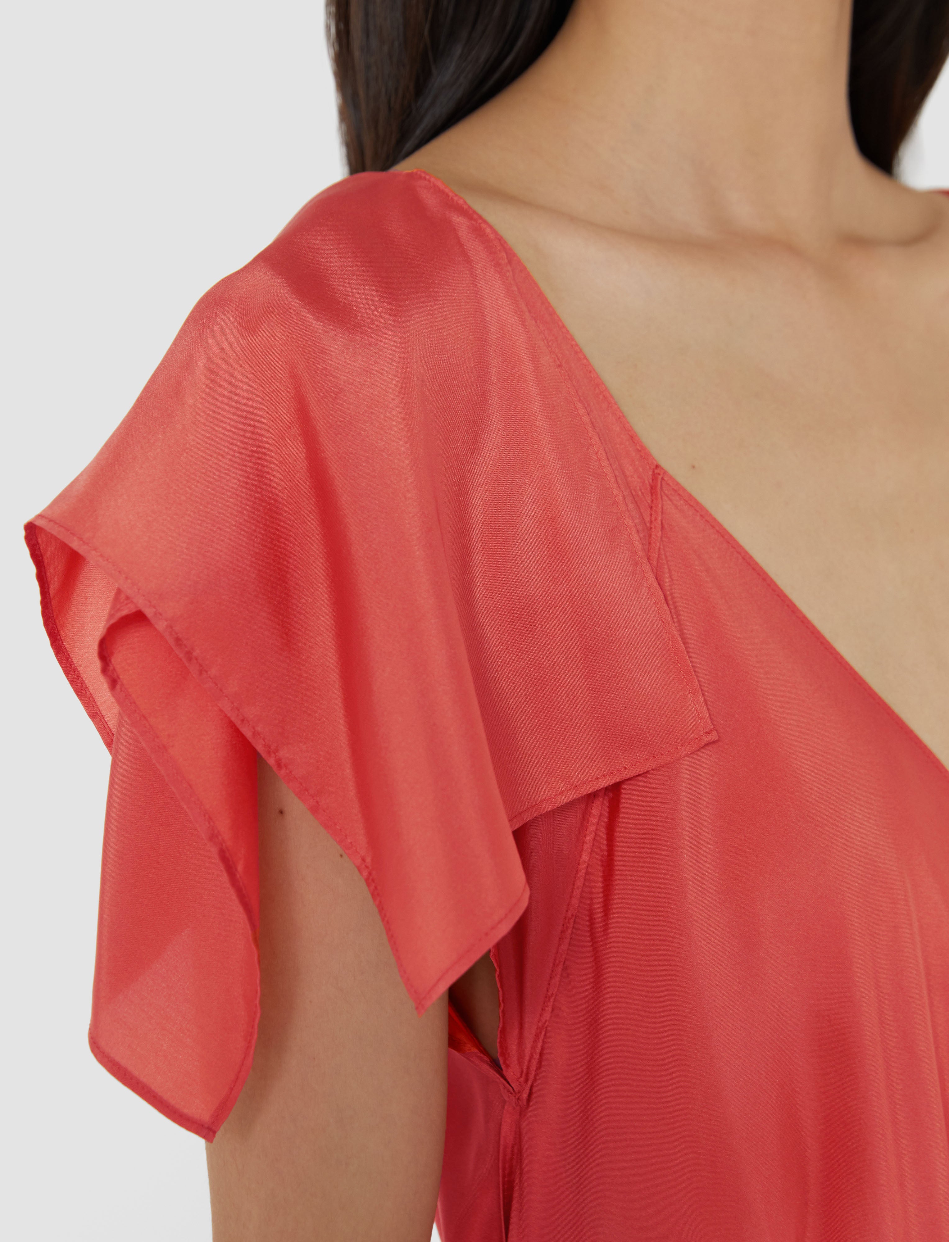 orange-robe-plumet-en-soie-habotai-JOSEPH