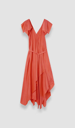 Orange Plumet Habotai Silk Dress - Joseph