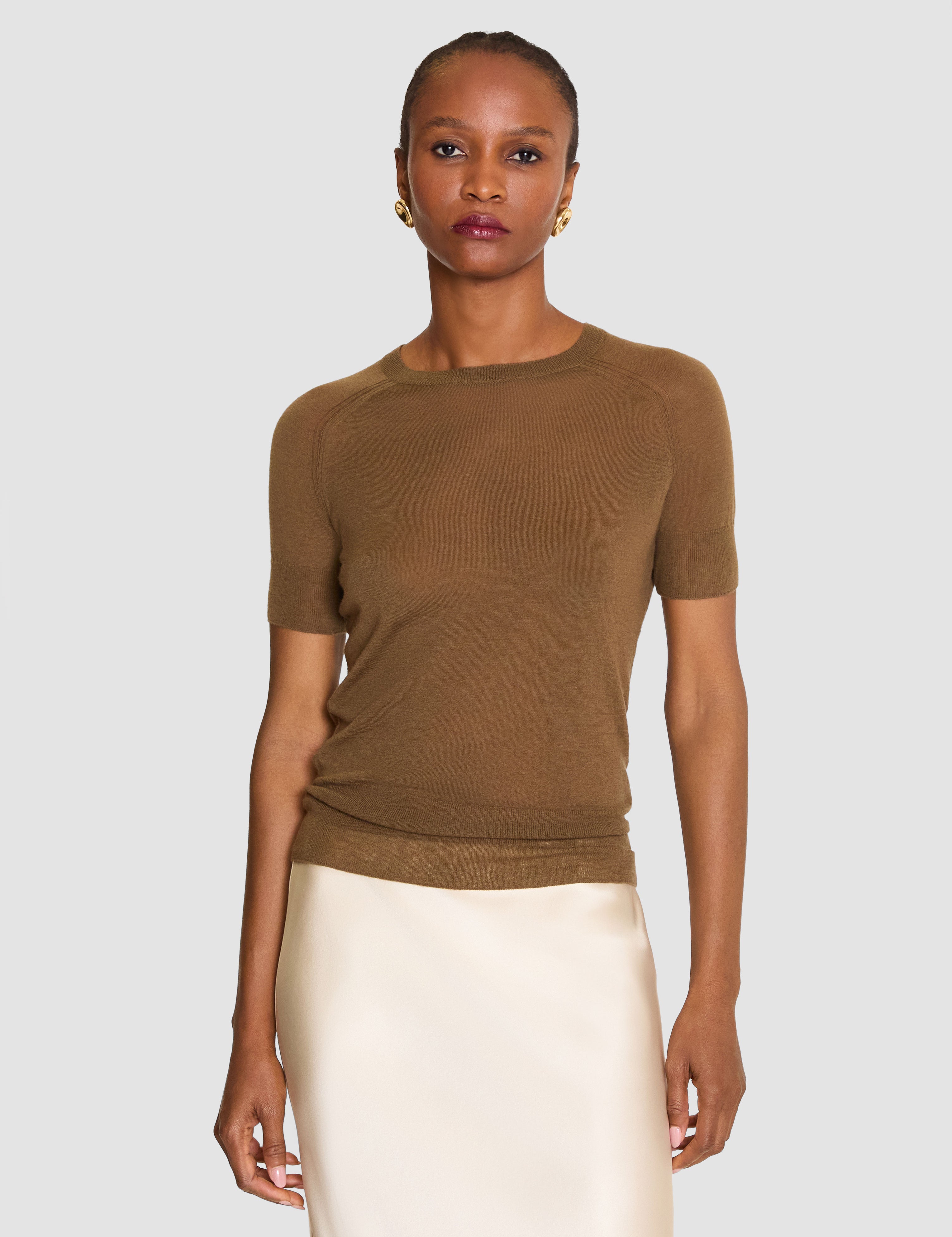 Brown Poena Cashair Top - Joseph