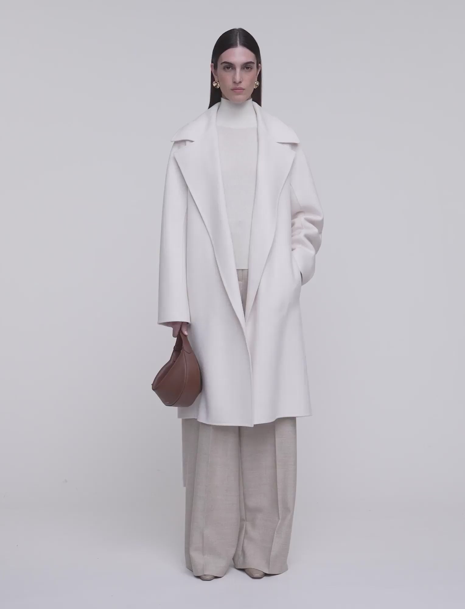 Costana Double Face Cashmere Coat in White | JOSEPH AT